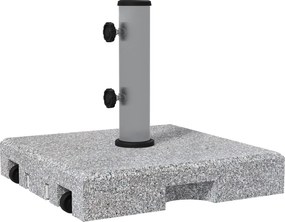 Outsunny Podstawa pod Parasol z Granitu, 28 kg, Koła, dla Masztów 32/38/48mm, Szary