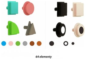 Masterkidz zestaw kołeczki w kształcie figur geometrycznych 64szt do tablic stem