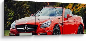 Obraz - czerwony Mercedes (z zegarem) (90x30 cm)