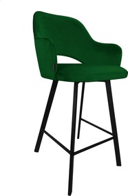 Hoker Milano krzesło barowe tkanina Welur podstawa metalowa : Kolor nogi - Czarna profil, Kolor tkaniny - VELVET - MG25, Typ siedziska - Siedzisko stałe