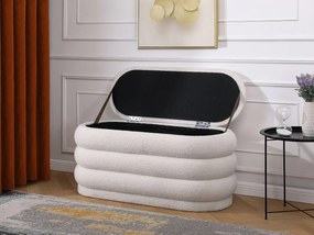 Ławka ze skrzynią  – tkanina typu bouclé – Kremowy – ECAMBI