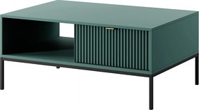 Stolik Kawowy Elegancki DomoHome NOVA – Z akcentem złotym, nowoczesna szuflada MDF czarne metalowe nogi minimalistyczny design Labrador 104x104x46cm