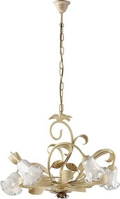 Żyrandol koszykowy z żeliwa lakierowanego na kolor kości słoniowej, 5 świateł, 142 Ø65 BL274-5-AV