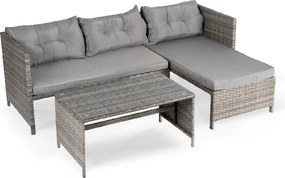 Zestaw Mebli Ogrodowych DALIANO Szary Narożnik Stolik Tarasowy Technorattan Nowoczesny