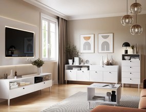 Szafka RTV z półką i szafkami DULLUM 200x58cm, biały