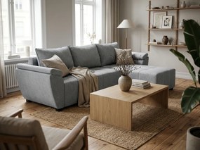 Rozkładana narożna sofa LIVARO 251x140 cm, jasnoszara, uniwersalna