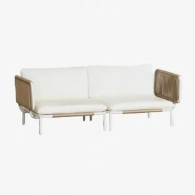Sofa Modułowy Ogrodowy 2-częściowy Z 2 Modułami Narożnymi Ze Stali Roubly Beige Migdałowa - Sklum