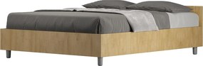 Łóżko wyposażone w stelaż z listwami z pojemnikiem 140x200 dąb naturalny Nuamo