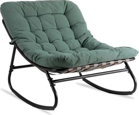 Bujany fotel na taras Aurora - bujak ogrodowy z pikowaną poduchą, zielony