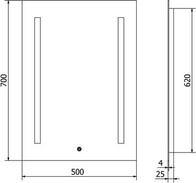 Mexen Remi lustro łazienkowe podświetlane 50 x 70 cm, LED 6000K, antypara - 9804-050-070-611-00