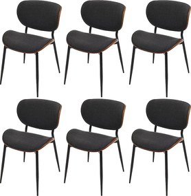 Krzesło do jadalni MCW-O45 (zestaw 6 sztuk),  orzechowy wygląd, ciemnoszary