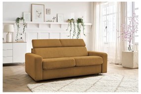 Musztardowa sztruksowa rozkładana sofa 215 cm Monaco – Bobochic Paris