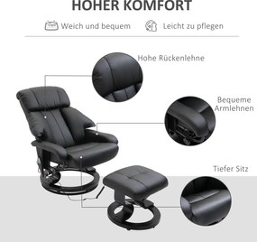 HOMCOM Fotel masujący z podnóżkiem, Fotel relaksacyjny, Elektryczny fotel telewizyjny