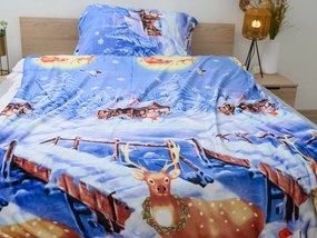 PrzytulneMieszkanie.pl PrzytulneMieszkanie.pl Pościel z mikropluszu WINTER WISH niebieska Rozmiar pościeli: 70 x 90 cm | 140 x 200 cm