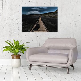 Obraz na szkle - drewniana ścieżka o zmierzchu (70x50 cm)