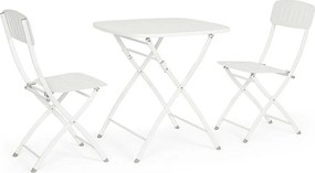 Zestaw Bistrot z białym stalowym stołem i 2 krzesłami - YVONNE