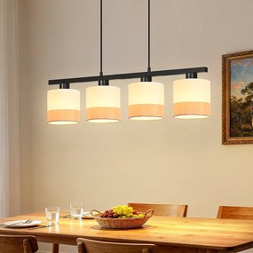 Lampa wisząca Nettlife Vintage Dining Table – 4-punktowy żyrandol materiałowy E27, regulowane oświetlenie retro do salonu i kuchni (żarówki nie są dołączone)