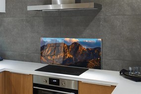 Szklany Panel Ognisty Zachód Słońca w Górach