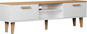 Długa szafka RTV na dębowych nóżkach biały + hikora 160 cm A6-P46