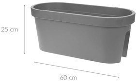 Doniczka balkonowa na balustradę, 60 x 28 x 25 cm
