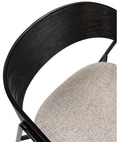 Czarne/beżowe tapicerowane fotele jadalniane zestaw z podłokietnikami 2 szt. Cora – MOME