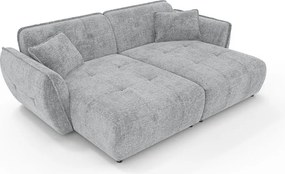 Jasnoszara sofa z tkaniny szenilowej z szezlongiem 252 cm Nelia Big – Ropez