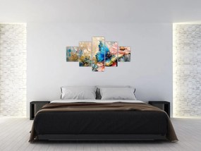 Obraz - Malowanie kwiatów i motyli (125x70 cm)