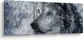 Obraz - Wilk z kreskówki (z zegarem) (90x30 cm)