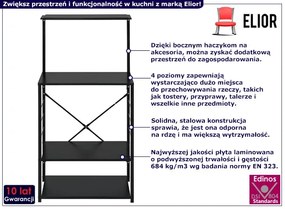 Czarny nowoczesny regał na blat kuchenny - Heike