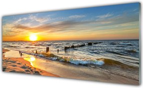 Panel Szklany Wieczór na Piaszczystej Plaży