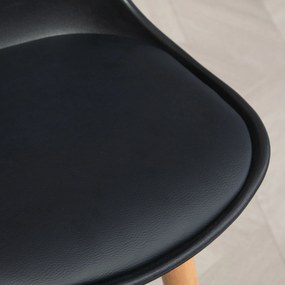 HOMCOM Zestaw 2 hokerów krzesła barowe Skandi-design, podnóżek, 43 cm x 43 cm x 91 cm, naturalny + czarny | Aosom PL