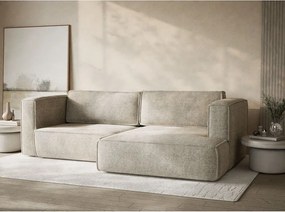 Beżowy rozkładany/ze schowkiem narożnik z tkaniny szenilowej (prawostronny/z szezlongiem) Velto – Maison de Rêve