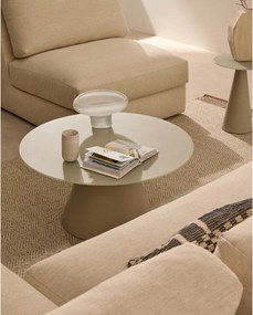 Jasnoszary okrągły stolik ze szklanym blatem ø 80 cm Wilshire – Kave Home