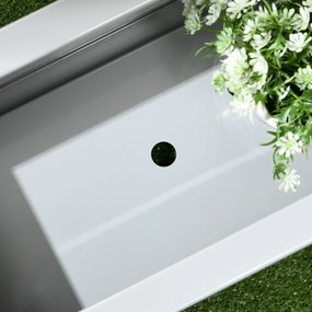 Outsunny Skrzynka do Sadzenia Stalowa z Otworem Drenażowym na Balkon Długa Szara 91x22x22cm | Aosom PL