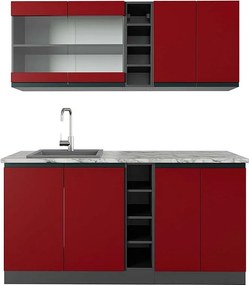 Pojedyncza kuchnia czerwony/antracyt 160x60x81.6 r-line