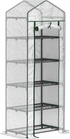 Outsunny Mini-szklarnia na kwiaty lub warzywa, stal, plastik, 69 dł. x 49 szer. x 193 wys. cm, Biała