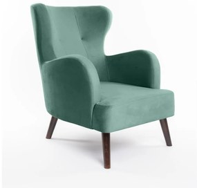 Miętowy aksamitny fotel typu uszak Noemye – Bonami Selection