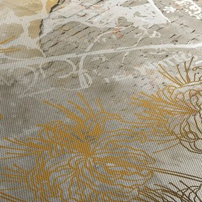 Obraz - Ściana w stylu vintage z kwiatami (z zegarem) (90x30 cm)