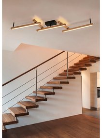 Czarno-naturalna lampa sufitowa LED ze zdalnym sterowaniem 10x180 cm Bellari – Trio