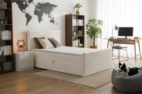 Łóżko kontynentalne Trento 120 z pojemnikiem, tkanina Velo kremowy (22)