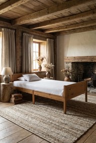 Drewniane jednoosobowe łóżko miodowy brąz 100x200 E6-S37