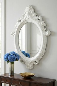 Białe lustro w rustykalnej ramie D4-W61