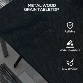 Outsunny Stół zewnętrzny dla 4 osób, wykonany ze stali, 80D x 80S x 72W cm, Czarny