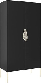 Wysoka czarna komoda ze złotymi dodatkami Skandica MERLIN
