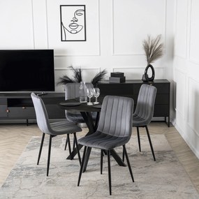 Stół Okrągły LAUREN 80 cm Czarny Loft Nowoczesny