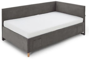 Antracytowe narożne łóżko dziecięce ze schowkiem 90x200 cm Cool – Meise Möbel