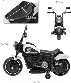 HOMCOM Elektryczny motocykl dla dzieci, reflektor LED, odpinane kółka boczne, wygodne siedzenie, Czerwony/Czarny | Aosom PL