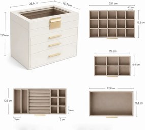 Szkatułka na biżuterię ELEGANT CASE 25,1x21,5x15,3 cm z eko skóry, beżowa
