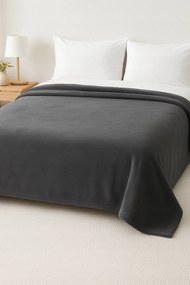 Koc Grafit Gładki 160x200cm Miękki Ciepły Przytulny do domu salonu sypialni