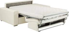 Kanapa 4-osobowa rozkładana typu express z ekoskóry  EMIR - Biały - Miejsce do spania 160 cm - Materac 14 cm